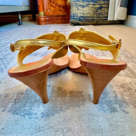 Gold Leather Heels with Gold and Green Metal Fish by KORS Michael Kors - Picture 5 of 9